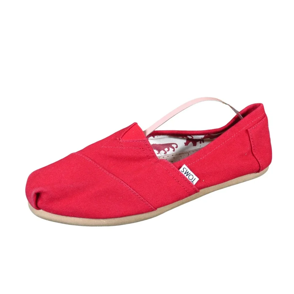 TOMS Classic Alpargata Womens Slip On Shoes Size 8 Everyday Comfort Red Canvas